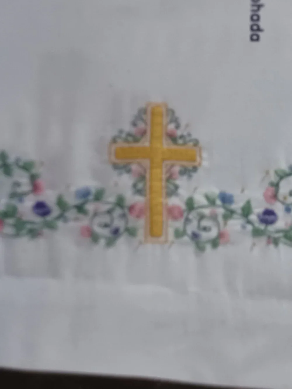 Bucilla Floral Cross Pillowcases in White with Gold Accent